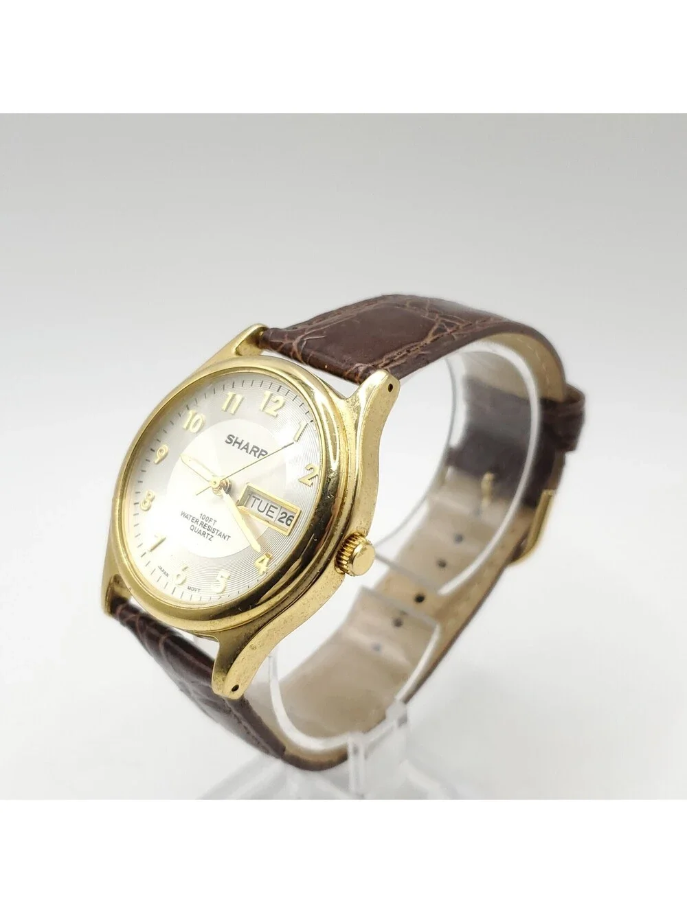 Sharp Analog Men's 37mm Watch Day/Date Silver Dial New Battery